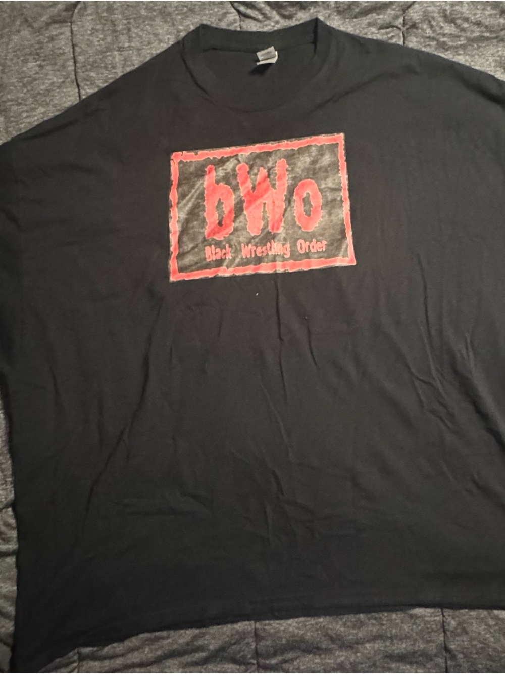 Gildan Black Short-Sleeve Tee with Red bWo Chest Logo